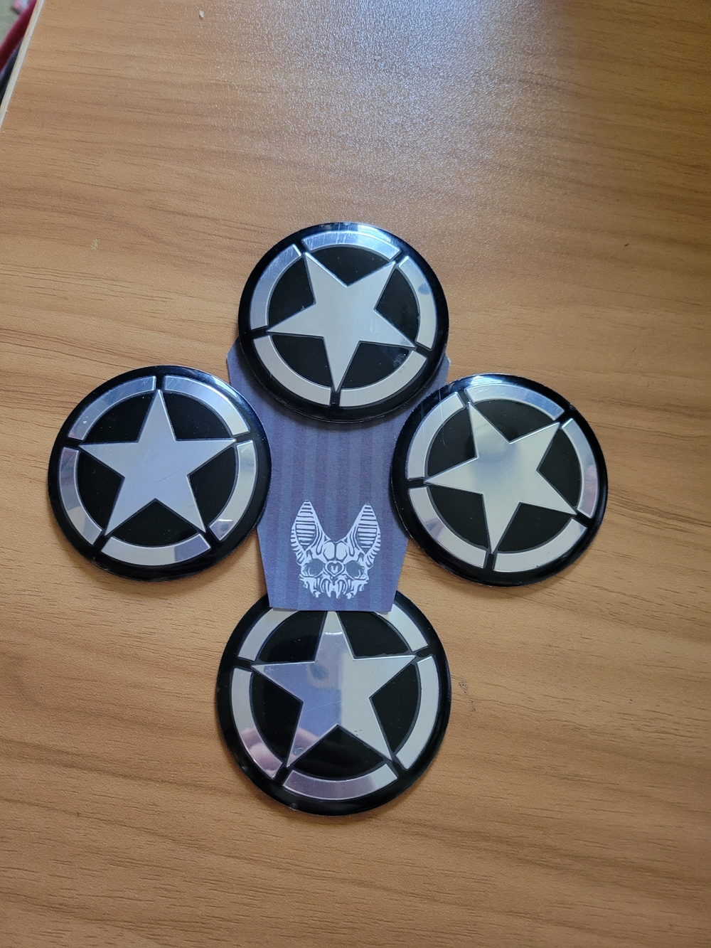 💀NEW💀Black and Silver Star Wheel Center Caps - Set of 4